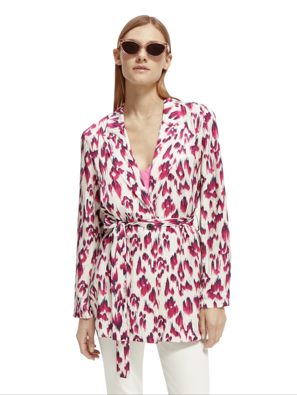 Scotch & Soda Pink Leopard Cheetah Print Blazer Size L